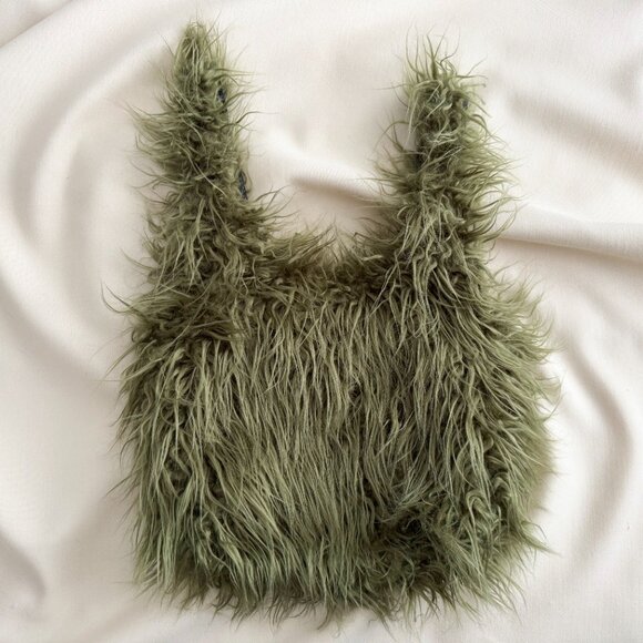 Dries Van Noten Fuzzy Tote Bag in Green - Picture 4 of 16